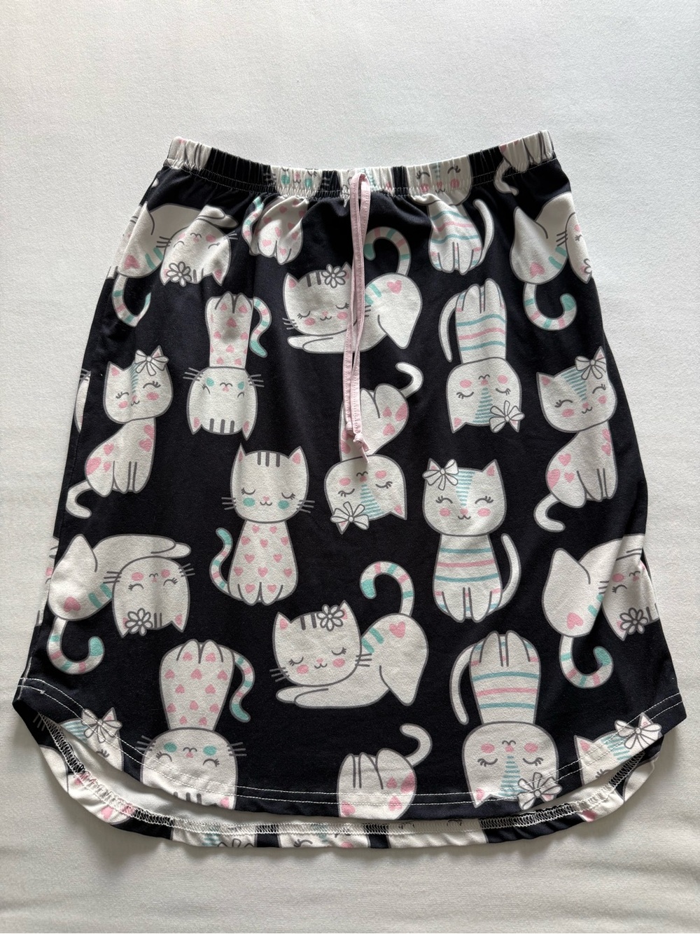 Black Pixie Girl Cat Print Mid-Length Skirt | Size 14/16